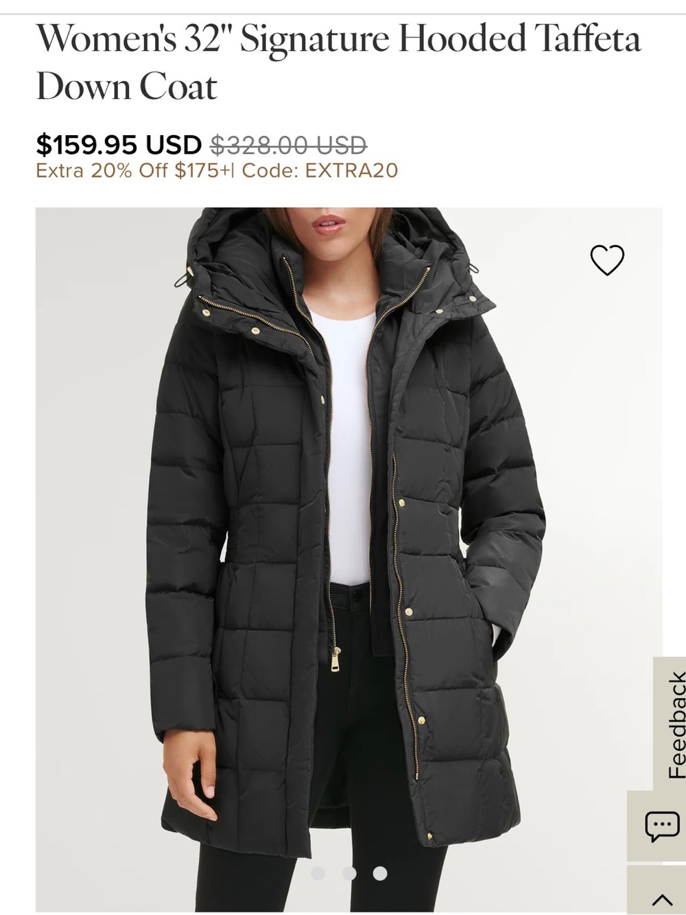 GUC Cole Han 32' Signature Hooded Taffeta Down Coat